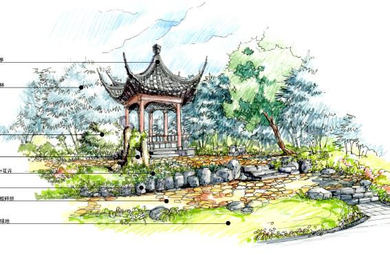 园林景观设计六角亭图片展示下载